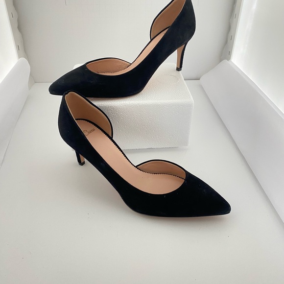 J. Crew Black suede heels with side cutout. - Picture 2 of 6